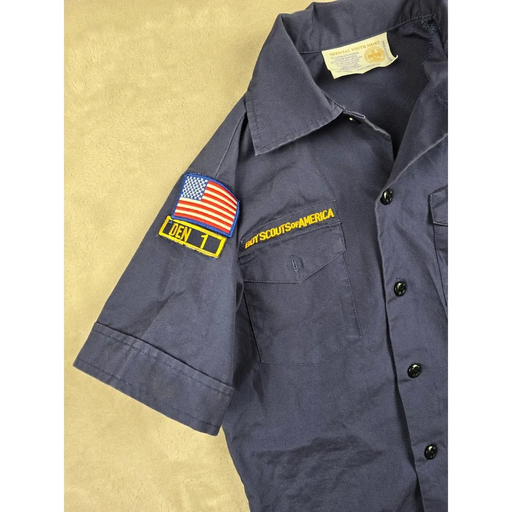 Boy Scouts of America Uniform Shirt Youth Medium Blue Patches‎ Great Southwest